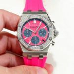 Fake Audemars Piguet Royal Oak offshore Diamond Bezel Red Dial Watches Women